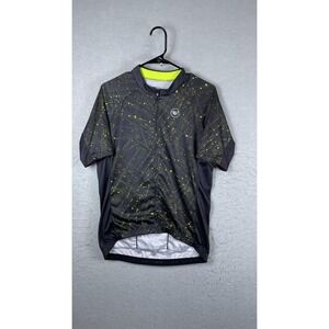 RIONBIKE Cycling Jersey Mens Medium Black Full Zip Short Sleeve Bike Shirt